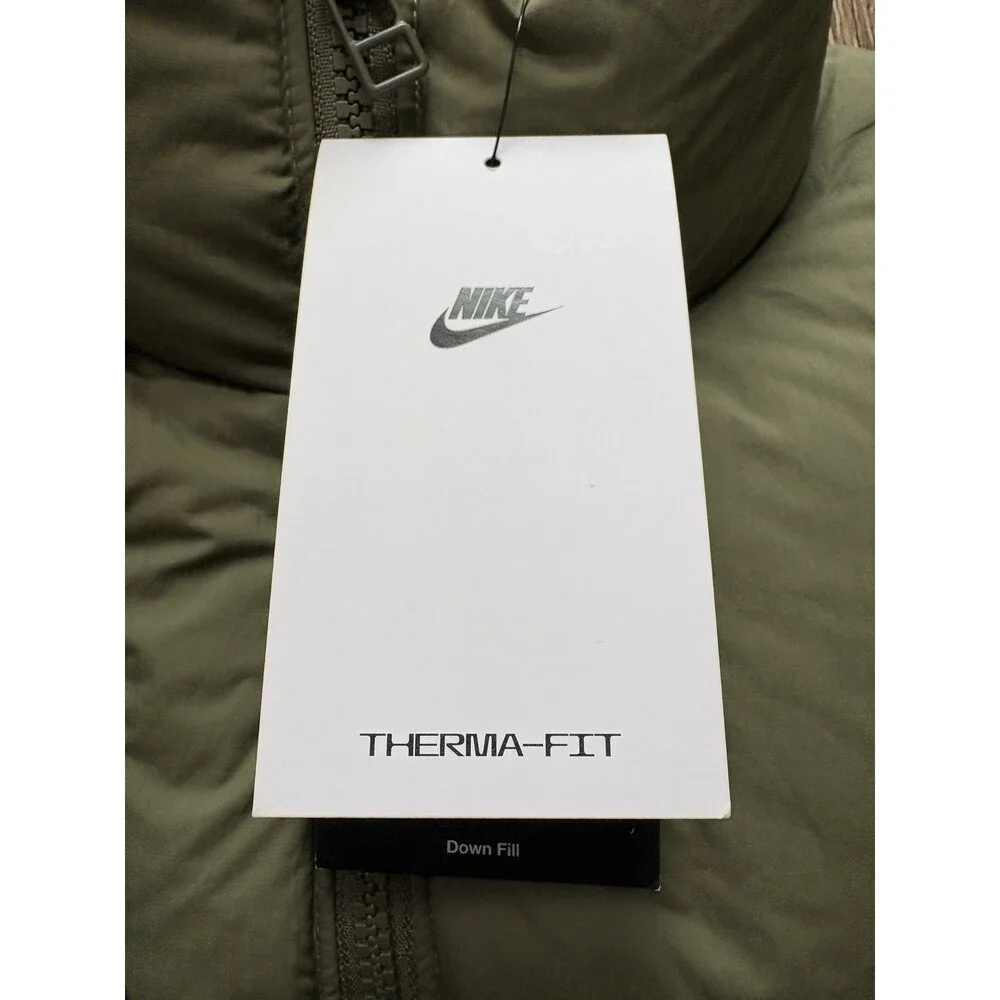 Nike Swoosh Therma Fit Down Vest Olive Green Black Women’s Sz Small IH3980-222